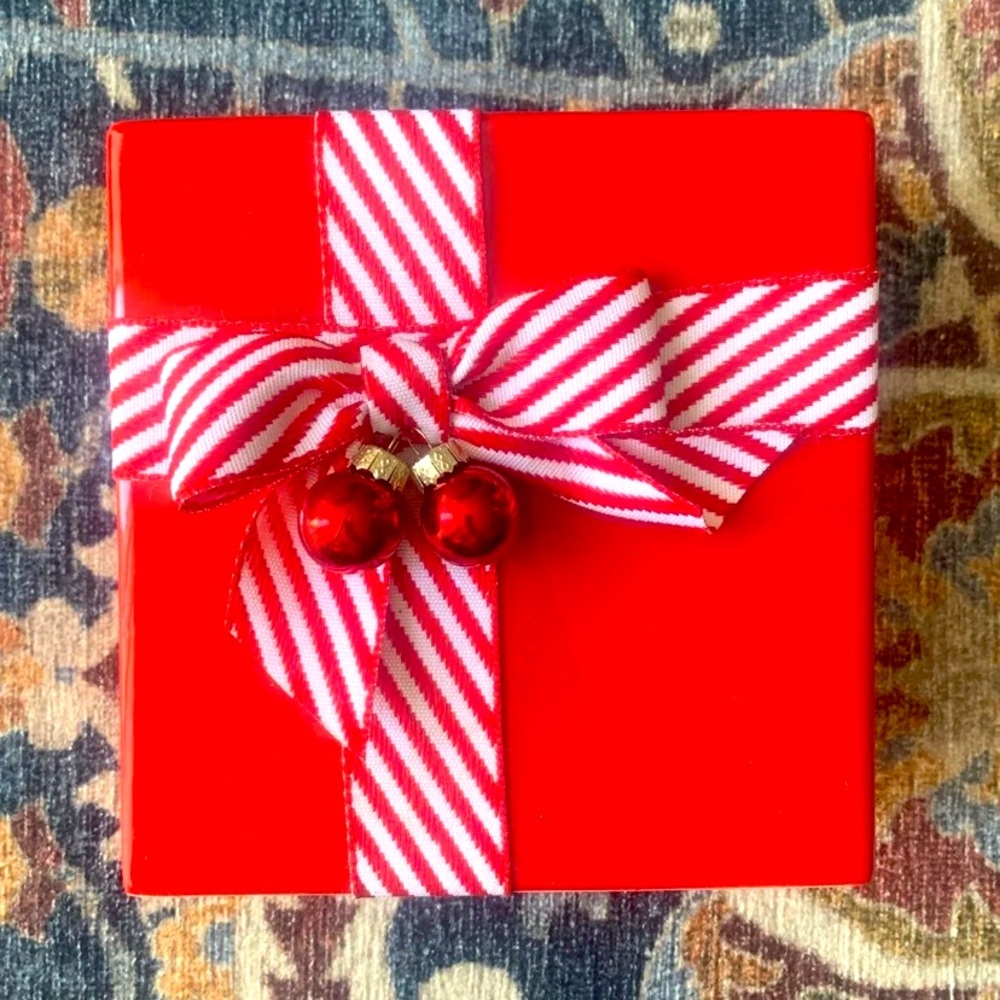 Candy Cane Square Christmas Vase